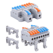 Blocos de Terminais DIN de 6 Peças 2 em 8 Saídas, Conector de Fio de Alavanca 600V 32A, PC Retardante de Chama para Fiação de Painel de Controle