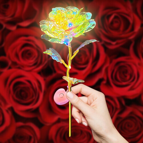Light Up Rose Artificial Flower with LED Light 24K 1