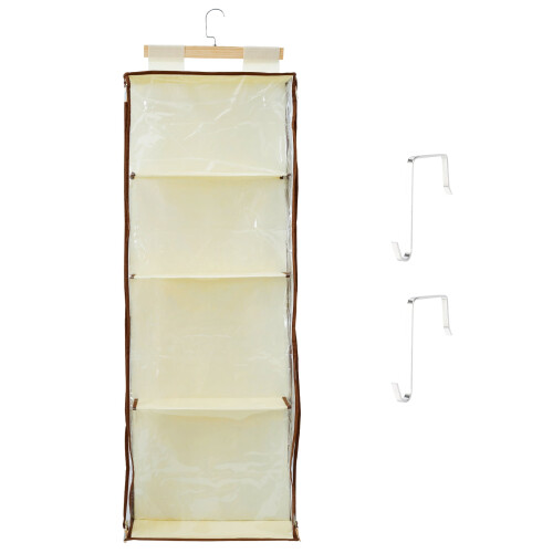 Hanging Yarn Organizer with 4 Clear Zippered Pockets