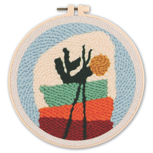 Punch Needle Embroidery Starter Kit with Hoop, Threader,