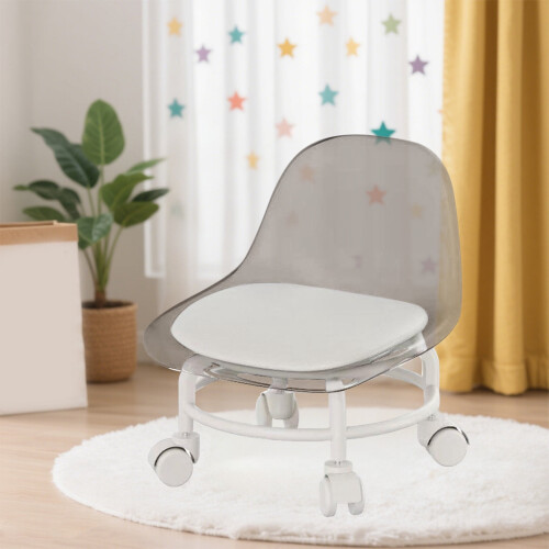 Rolling Stool with Backrest and Swivel Wheels 2