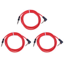 3pcs 3.5mm 1/8 Inch Male to Male 4 Pole Car AUX Audio Cord Cable Record Headphone RED