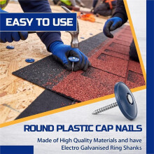 300 Pack Plastic Cap Nails, 1 Inch Round Roofing Nails,for House Wrap, Film, Insulation Board, Waterproof Membrane