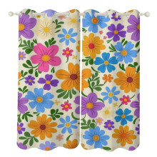 Floral Printed Window Curtains Blackout Thermal Insulated