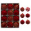 Red Flocked Christmas Ball Ornaments 12 pcs 1