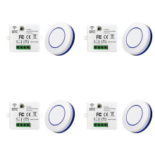 4X RF 433MHz Wireless Light 220V 110V 10A Relay Receiver Round Button Wall Panel Remote Control LED