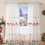 Embroidered Christmas Sheer Curtains Red Gold Green Tree 1