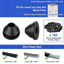 Moisture Seal Cable Grommets Tool-Free Installation Outdoor Use Indoor Use Rust Protection Rubber Grommets Cable Railing