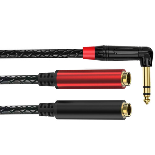Gold Plated Stereo Y Splitter Cable 6.35mm Right-Angled 1/4