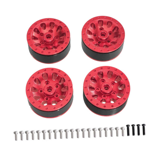 RC Car Wheels 1/12 1/16 Scale 4-Piece Red