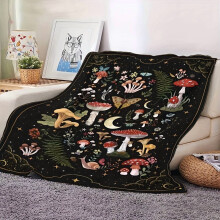 Mushroom & Butterfly Flannel Blanket Allergy-Friendly 50x60