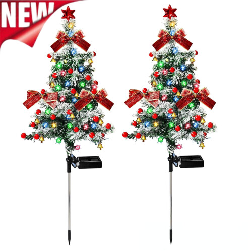 Solar Christmas Tree Lights 2-Pack Outdoor Waterproof LED