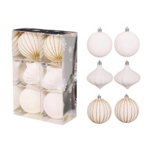 Velvet Christmas Balls White 3.15 Inch 6-Pack