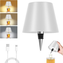 Wireless Bottle Lamp Rechargeable Metallic Black 3-Color