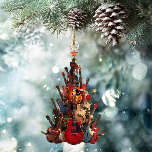 Rock Guitar Christmas Ornament Acrylic 9cm