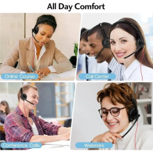 Premium USB Call Center Trådbunden Headset med Brusreducerande Mikrofon, Idealisk för PC, Laptop, Zoom-Samtal, Skype-Möten