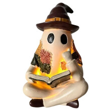 Schattig Halloween Geest Standbeeld Leeslamp Ontwerp, 3D Nachtlamp, Cadeau, Bureau Decoratie, Cartoon Hars Sculptuur B