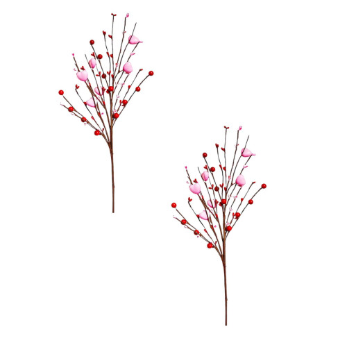 Heart-Shaped Berry Picks Pink 2 pcs 17.7 inch