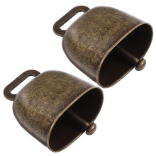 Cow Bells Set Bronze Metal Decoration 2 Pieces