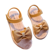 Girls Sandals Yellow Flower Design Open Toe Flats for 3.5-4