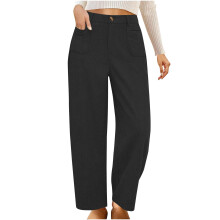 Women's Corduroy Wide Leg Pants Black High Waist