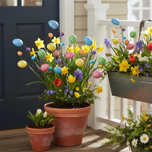 Glitter Easter Egg Floral Stems 5PCS Multicolor