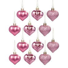 Valentine's Day Heart Ornaments Rose Gold 12 Pcs 1.77x2.36