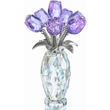 Crystal Rose Purple Flower Figurine Glass Ornament 1 Piece