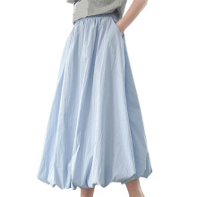 Boho Maxi Skirt for Girls High Waist A-Line Flowy Blue