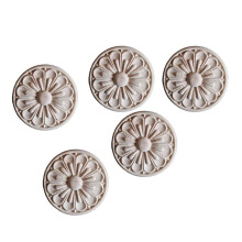 Wood Furniture Applique Round Carving Decal 5 pcs
