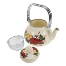 Vintage enameled teapot heat resistant 1 L set