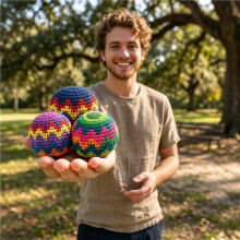 3 - Pack of Handmade Crocheted Footbag - Colorful & Durable & Design