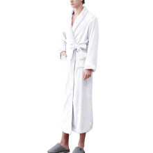 Women's Terry Cloth Bathrobe White Double Pockets