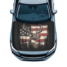 American Flag Car Hood Cover Polyester Stretch Fit