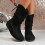 Women's Slouch Ankle Boots Pleated Lace-Up Flat Sole 1