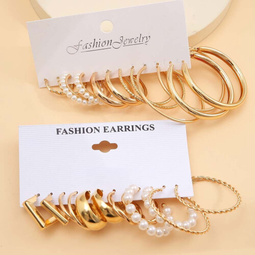 Metal Fried Dough Twists Chain Earrings Set