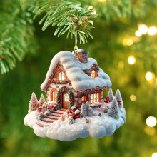 Acrylic Christmas House Ornament Transparent 1pc