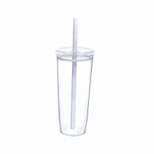 Coffee Glass Tumbler with Straw and Lid 24 oz