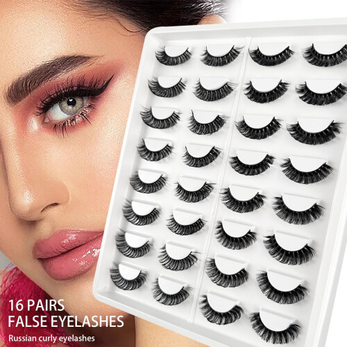 Russian Curl False Eyelashes Synthetic 16 Pairs
