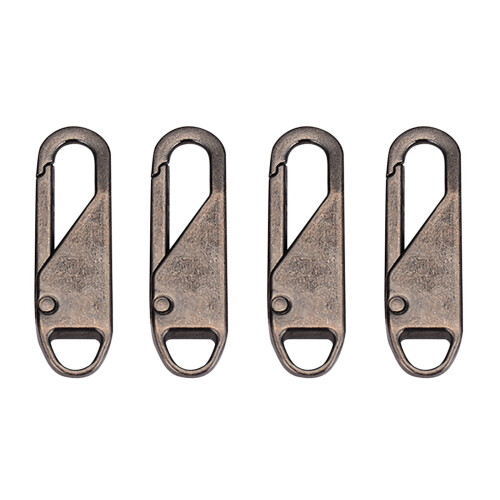 Universal Detachable Zipper Puller Metal Tabs 4 Pcs Brown