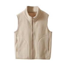 Girls Fleece Vest Sleeveless Outerwear Zip Jacket Coffee