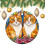 Ceramic Christmas Ornament with Two Orange Cats, Round Flat 1