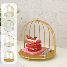 Wrought Iron Gold Birdcage Stand Single-Tier 10x8in