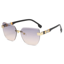 (Gray Yellow)Guarda-sóis sofisticados olhos de gato com elementos geométricos para looks casuais de festa