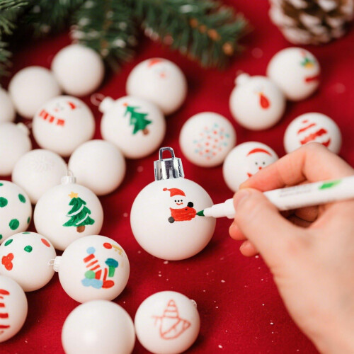 Christmas Ball Ornaments Blank White 24-Pack