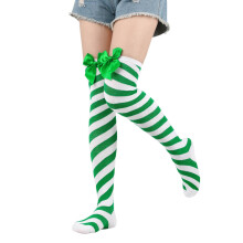 Women's Green Christmas Over-the-Knee Socks Candy Cane
