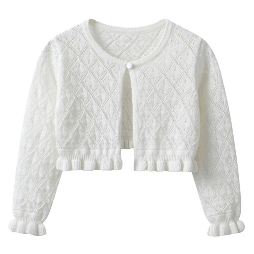 FFENYAN Girls Lightweight Solid Long-Sleeve Cardigan