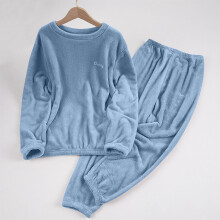 SYMOID Women's Cozy Fleece Pajama Set Blue M
