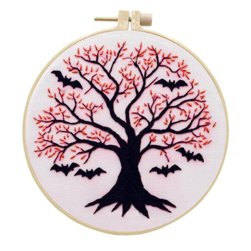 Halloween Embroidery Kit Ghost Gothic Cross Stitch Hoop