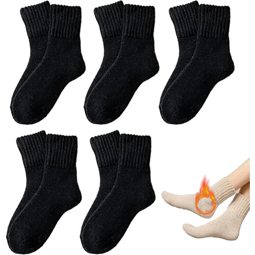 Women's Solid Mid-Calf Knit Socks, Soft Warm Casual Crew